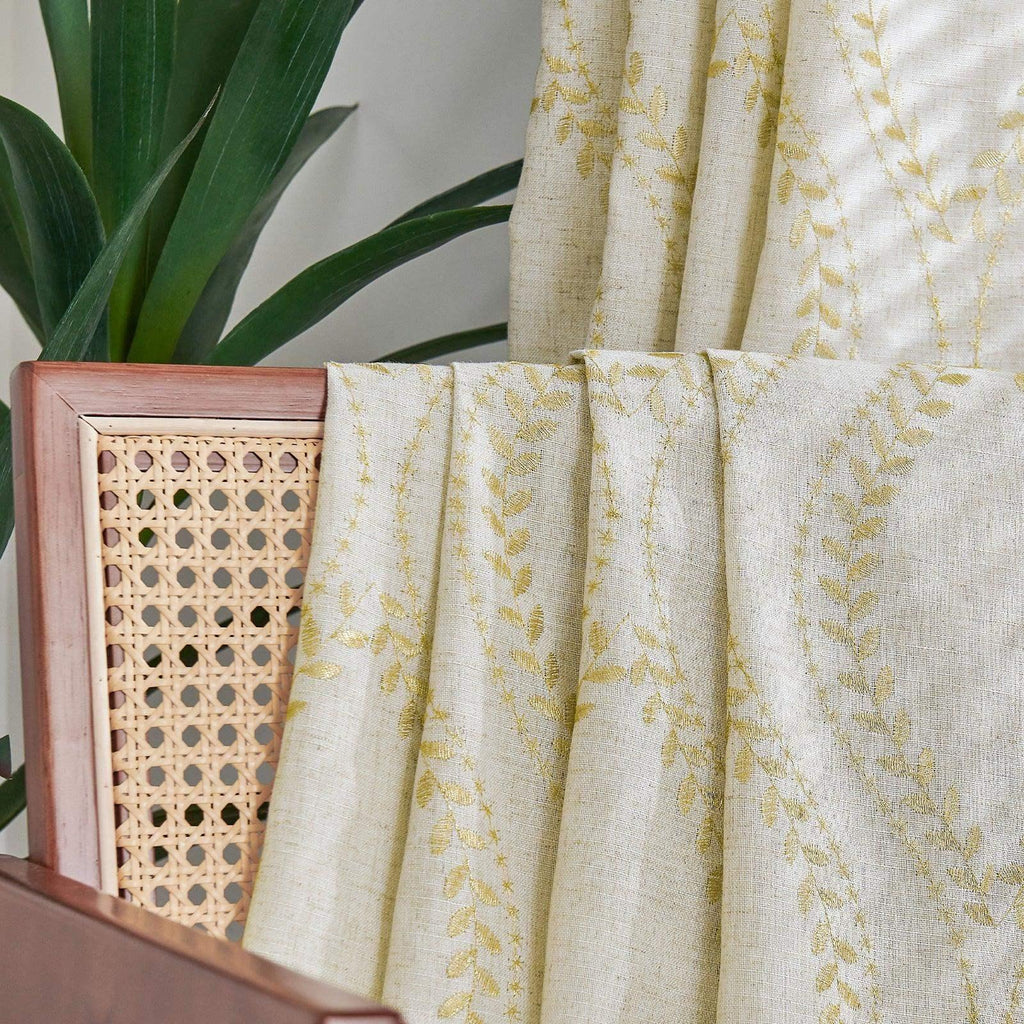 Window Curtain, Boho Leaf Embroidered Geometric Curtains (2, Machine-Washable Care for Bedrooms, Living Rooms and Home Privacy image 8
