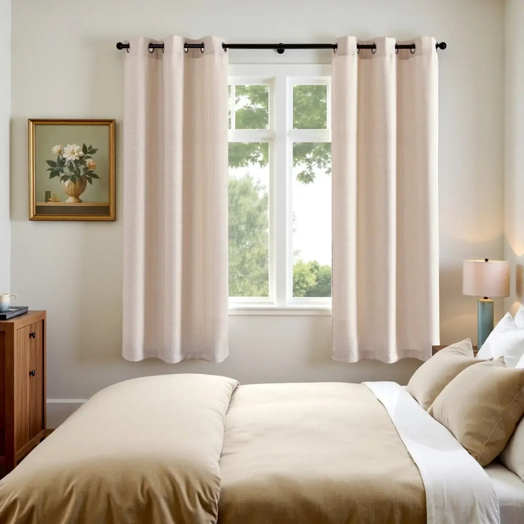 Window Curtain, Solid Linen Textured Grommet Curtains (2, Lightweight Design for Windows, Room Styling and Everyday Privacy image 8