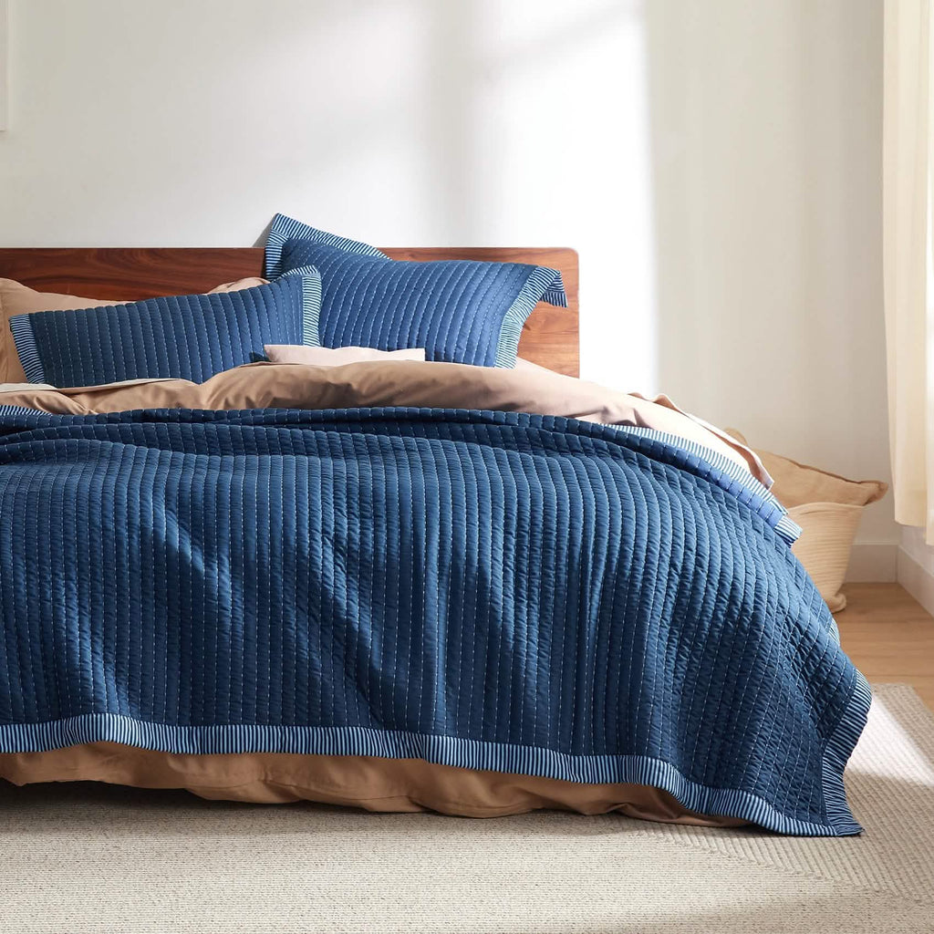 Cozy Throw Blanket, Corduroy Pattern Quilt Set, Breathable Construction for Living Rooms, Bedrooms and Everyday Lounging image 8