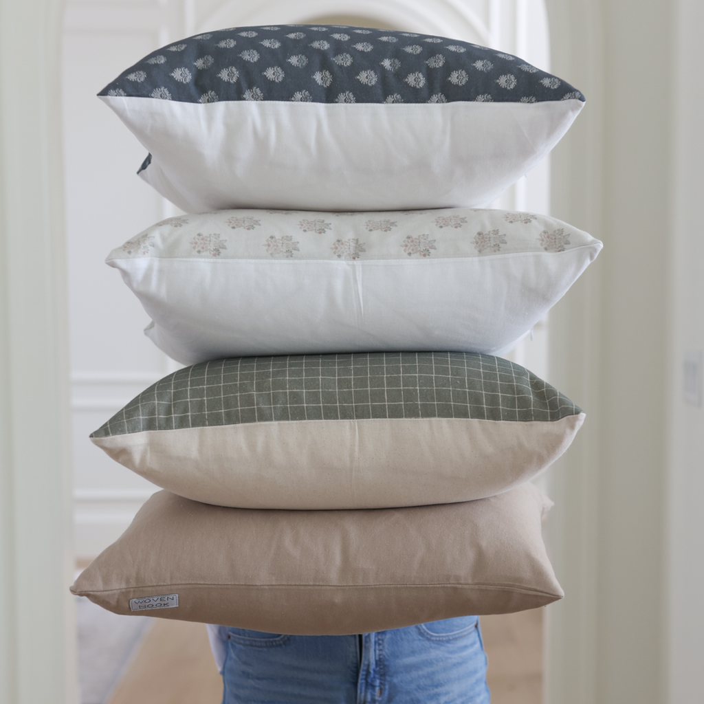 Decorative Pillow Cover Set, Wells Grid in Moss 18" 20" 22" 24" 26", Machine-Washable Care for Sofas, Beds and Living Room Accents image 8