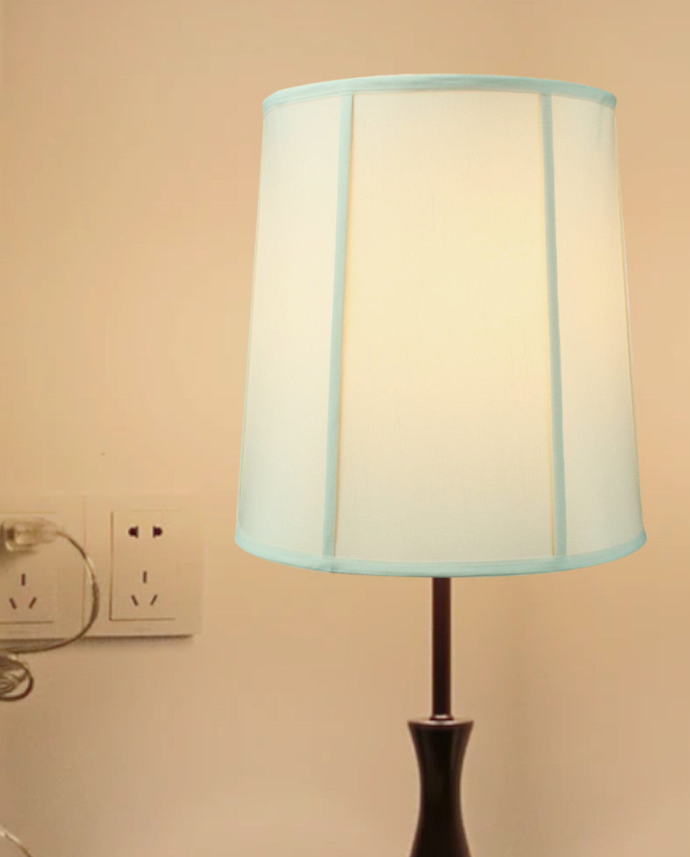 Lamp Shade, 14"W x 15"H Drum with Piping Eggshell for Lamp Replacement, Reading Corners and Living Spaces image 8