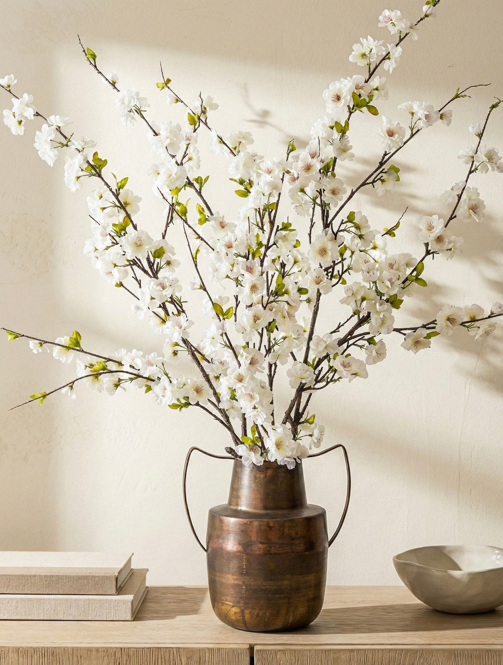 Decorative Vase, Patina Brass Metal, Ceramic Construction for Flowers, Shelves and Living Spaces image 8
