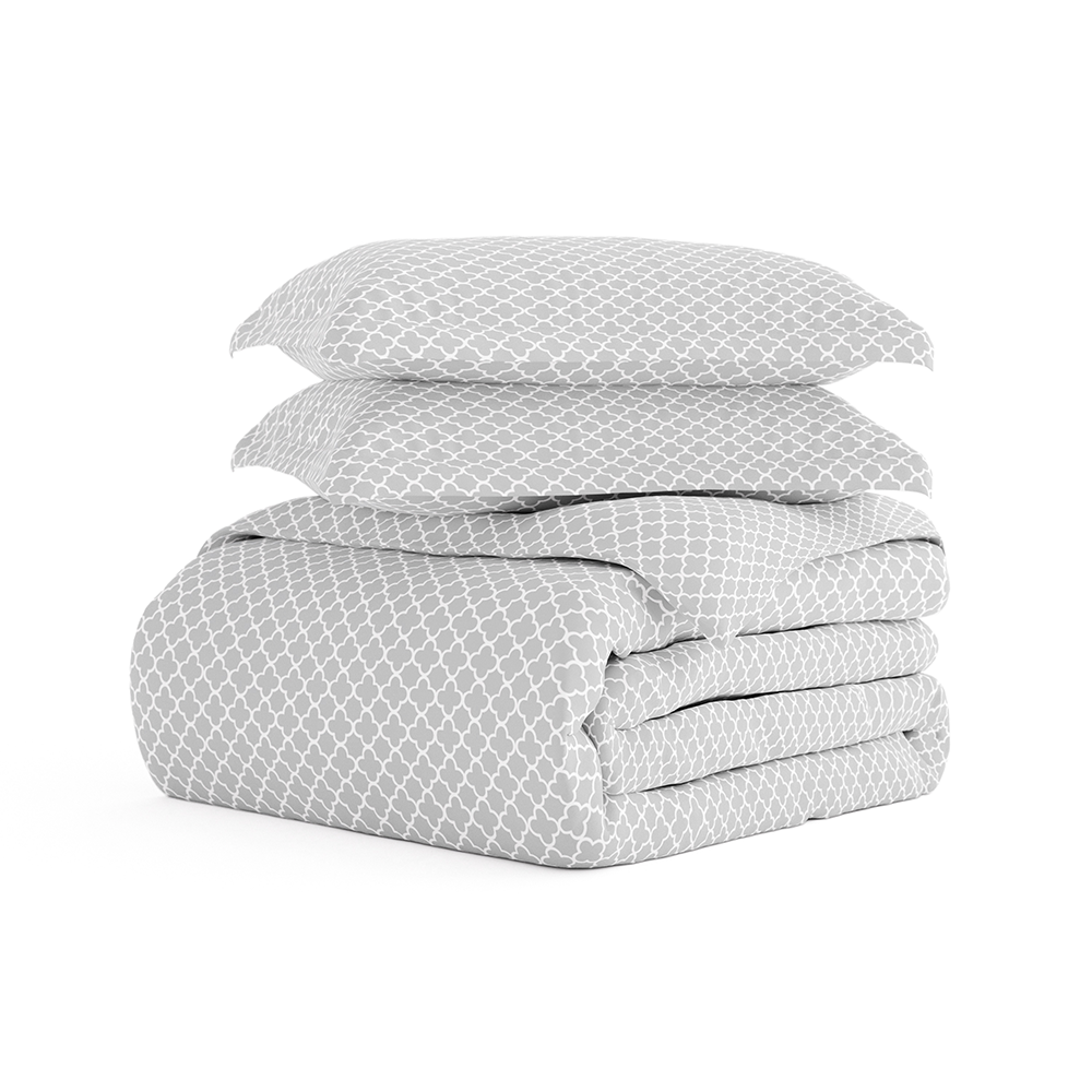 Duvet Cover Set, Quatrefoil Pattern 3 Piece for Bedroom Bedding Refresh and Everyday Comfort, 3 Sizes and 2 Colors image 8