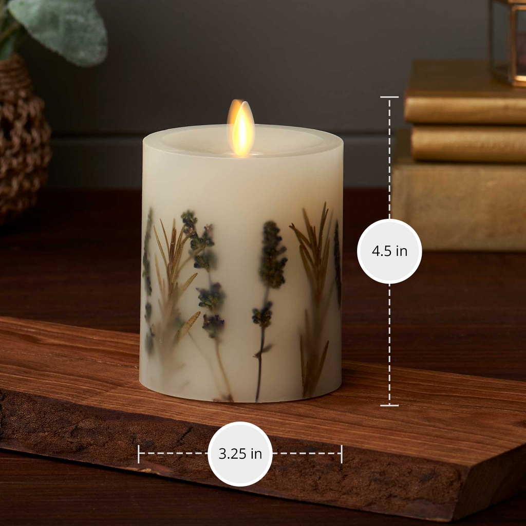 Decorative Candle, Flameless Embedded Lavender & Rosemary Pillar for Living Rooms, Bedrooms and Relaxing Evenings, 2 Size Options image 8