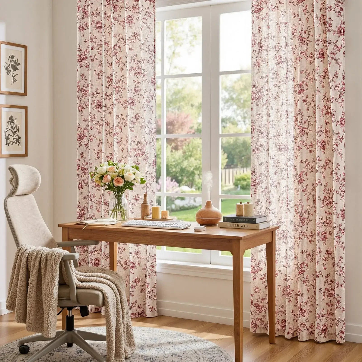 Window Curtain, Amelie Floral Linen Blend Curtains (2 Panels), Machine-Washable Care for Bedrooms, Living Rooms and Home Privacy image 8