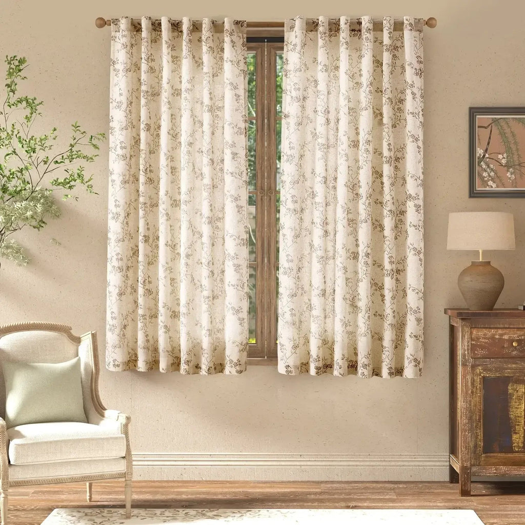 Window Curtain, Vine Blossom Linen Blend Curtains (2 Panels), Machine-Washable Care for Bedrooms, Living Rooms and Home Privacy image 8