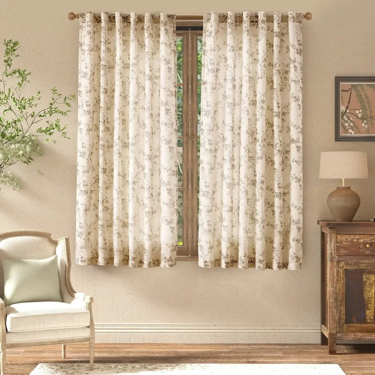 Window Curtain, Vine Blossom Linen Blend Curtains (2 Panels), Machine-Washable Care for Bedrooms, Living Rooms and Home Privacy image 8