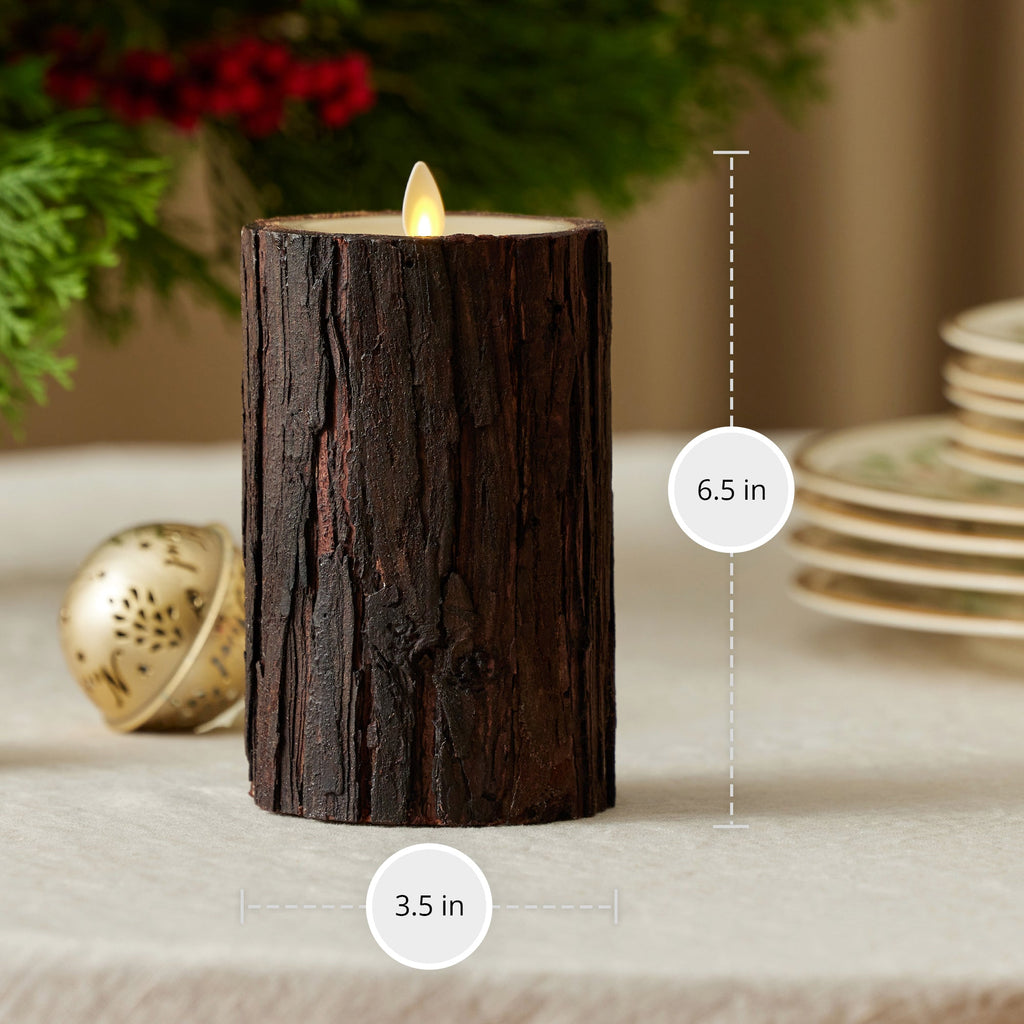 Flameless Candle, Real Bark Wood Pillar for Mantels, Entryways and Holiday Displays, 2 Size Options image 8