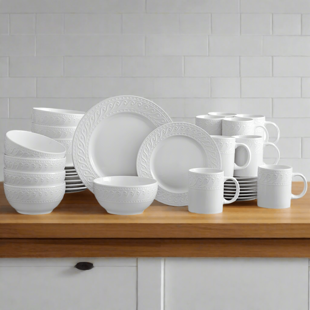 Dinnerware, Sylvia 32 Piece Set, Service for 8, Porcelain Construction, Dishwasher-Safe Care for Everyday Meals and Table Settings image 8