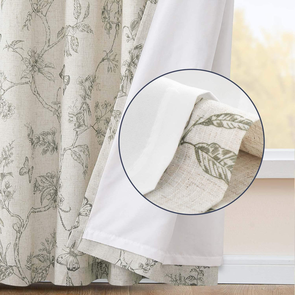 Window Curtain, Floral Butterfly Linen Blend Lined Curtains (2 for Windows, Room Styling and Everyday Privacy, 3 Sizes and 5 Colors image 8