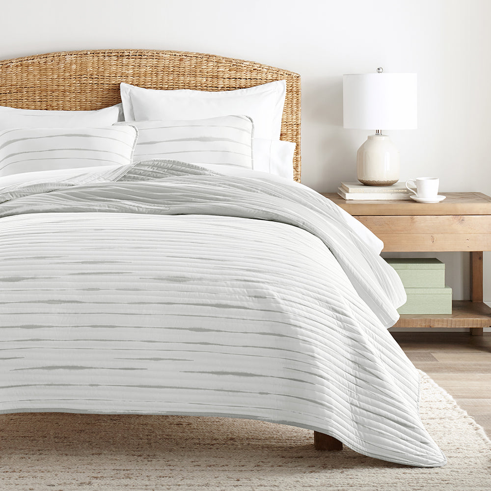 Quilted Coverlet Set, Horizon Lines Reversible for Guest Bedrooms, Layered Beds and Everyday Bedding, 3 Sizes and 2 Colors image 8