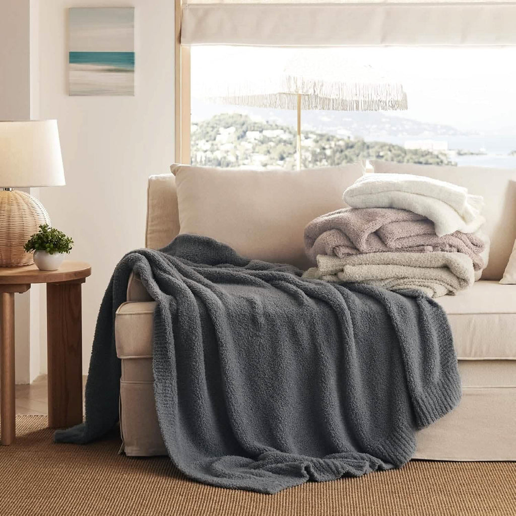 Cozy Throw Blanket, Feather Yarn, Lightweight Design, Machine-Washable Care for Sofas, Beds and Relaxing at Home, 2 Sizes and 12 Colors image 8
