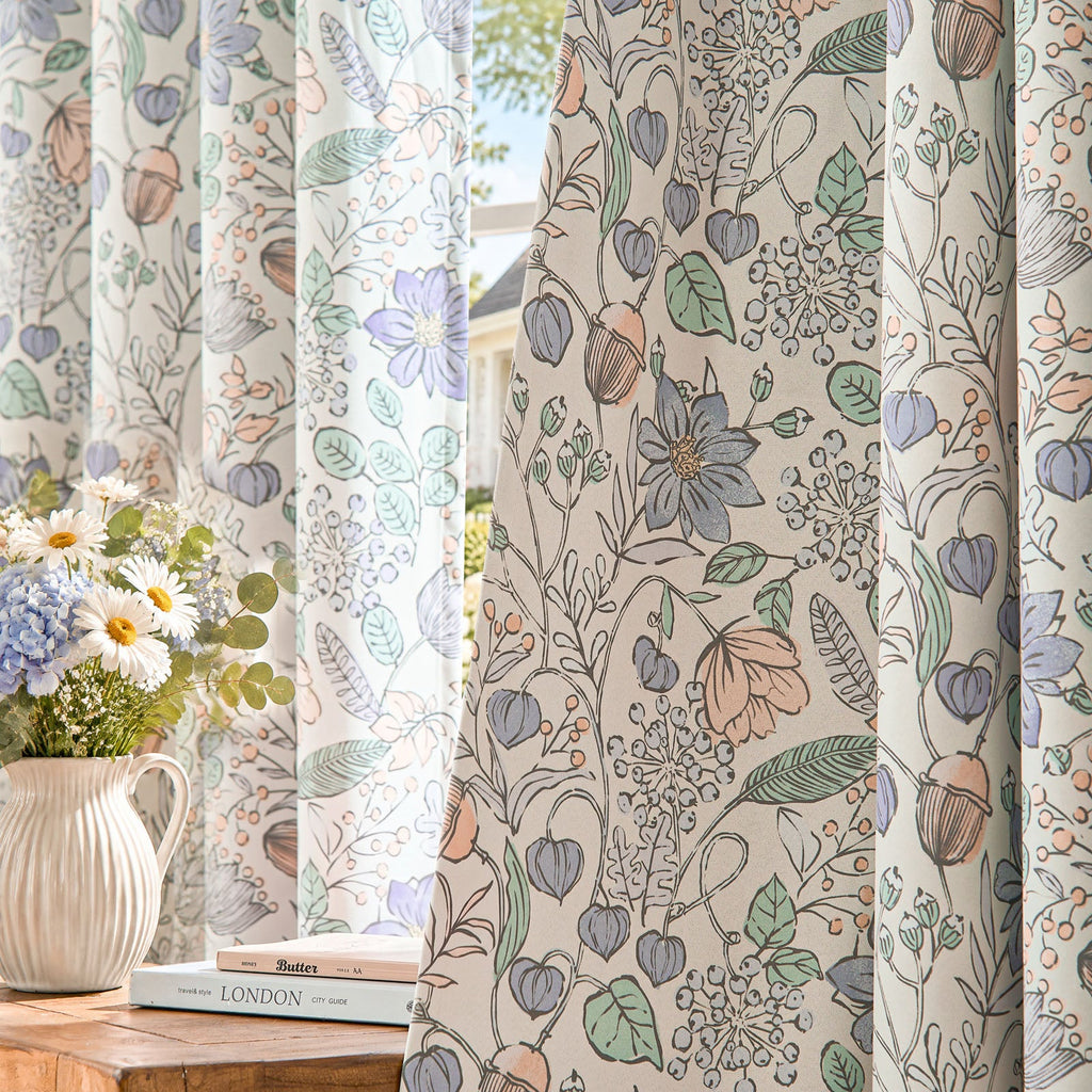Window Curtain, Botanical Sketch Floral Curtains (2 Panels), Lightweight Design for Windows, Room Styling and Everyday Privacy image 8