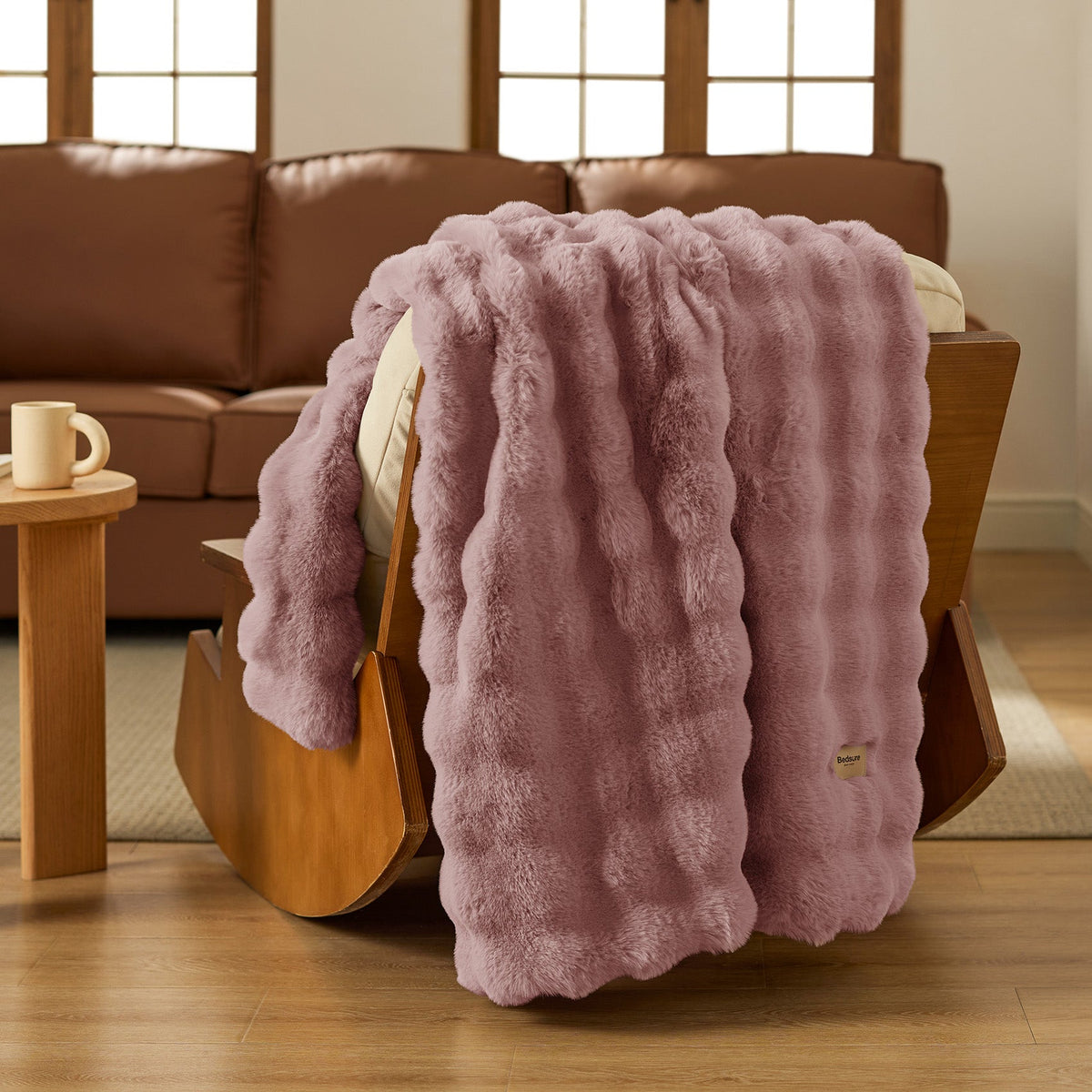 Cozy Throw Blanket, Bubble Faux Fur, Machine-Washable Care for Living Rooms, Bedrooms and Everyday Lounging, 3 Sizes and 11 Colors image 8