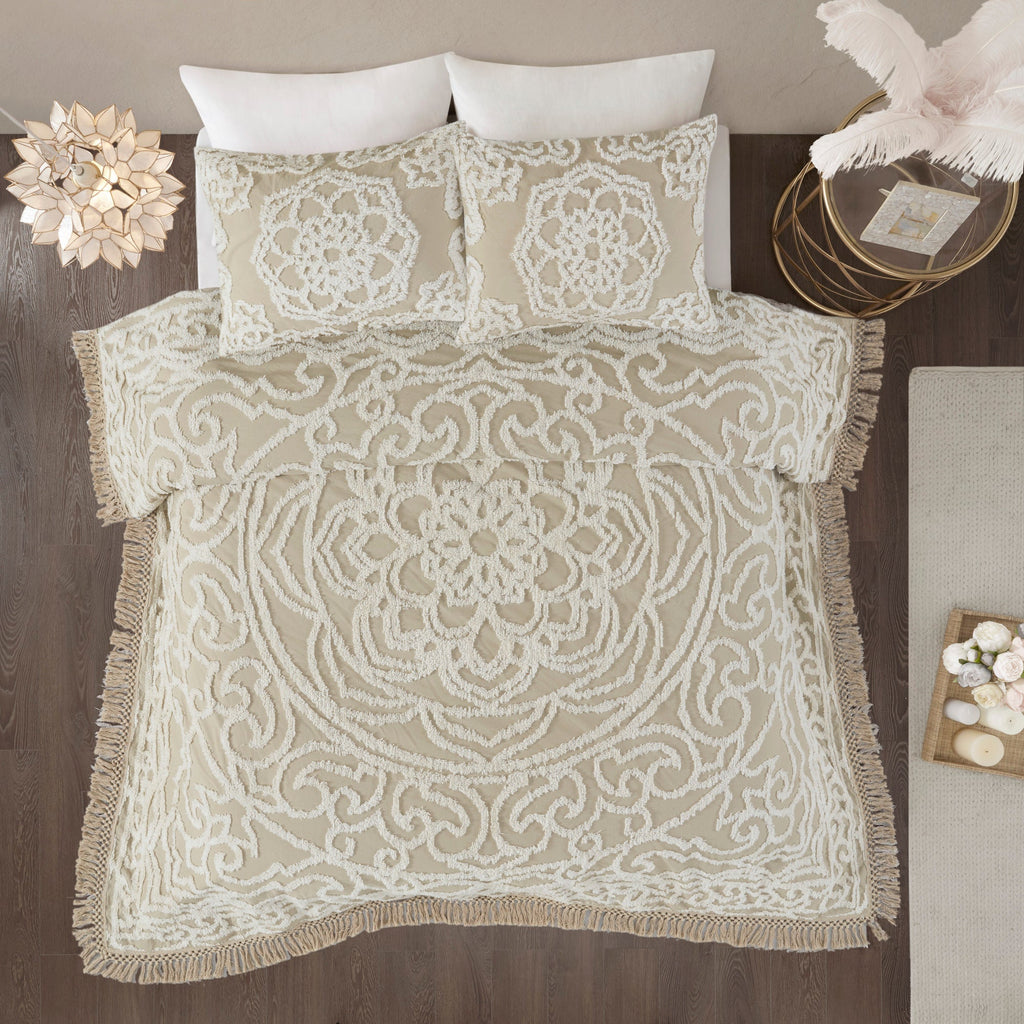 Bed Quilt, Laetitia Tufted Cotton Chenille Medallion, Machine-Washable Care for Bedroom Layering and Everyday Bedding, 3 Size Options image 9