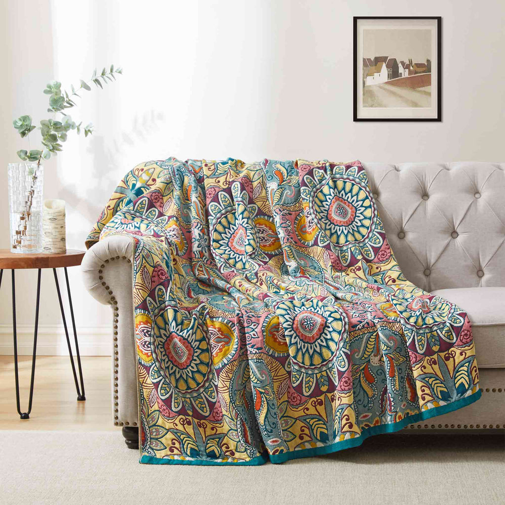 Cozy Throw Blanket, Boho Cotton, Machine-Washable Care for Living Rooms, Bedrooms and Everyday Lounging, 12 Color Options image 9