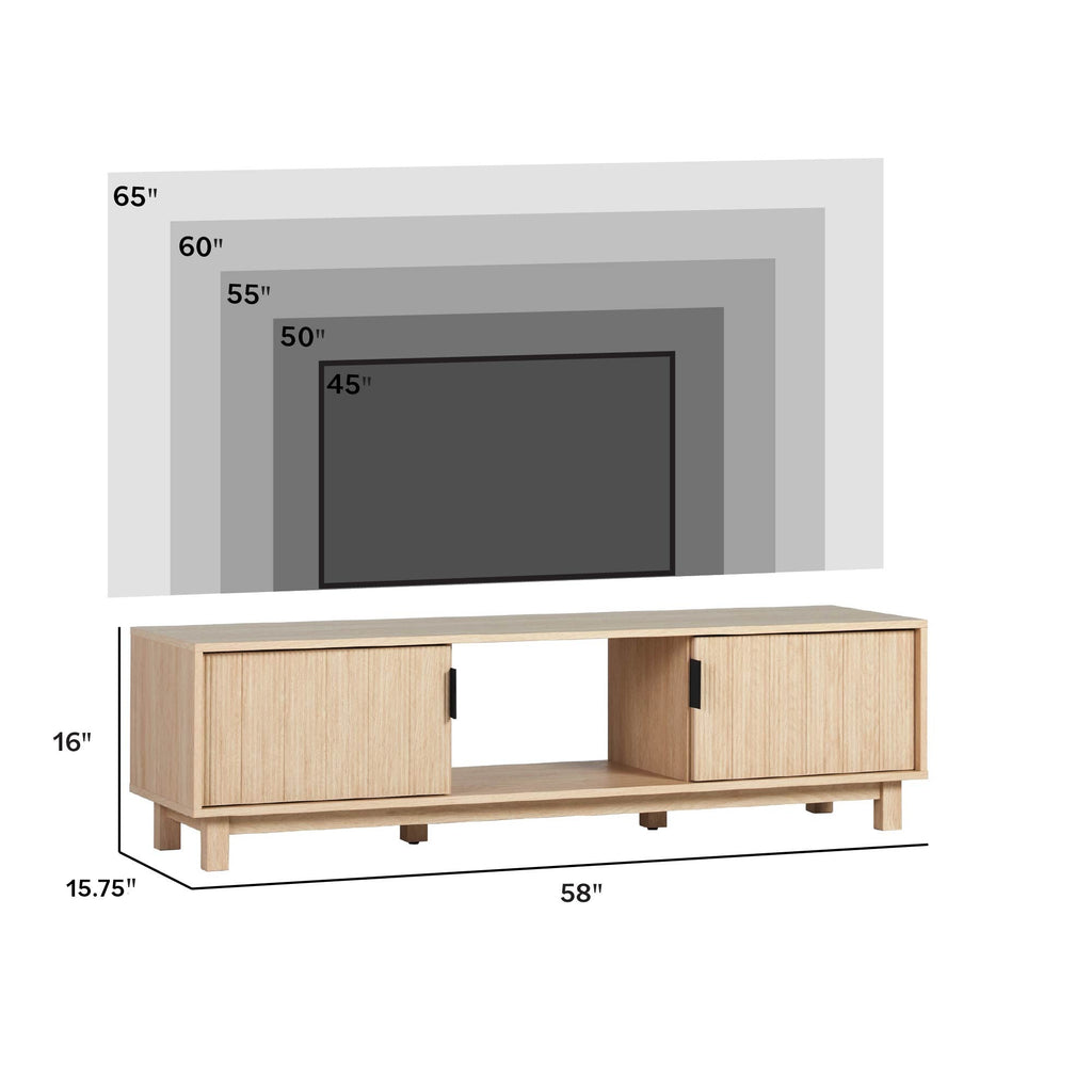 TV Stand, Reema Arundo Scandinavian Reeded for Television Displays, Consoles and Organized Living Spaces, 2 Sizes and 2 Colors image 9