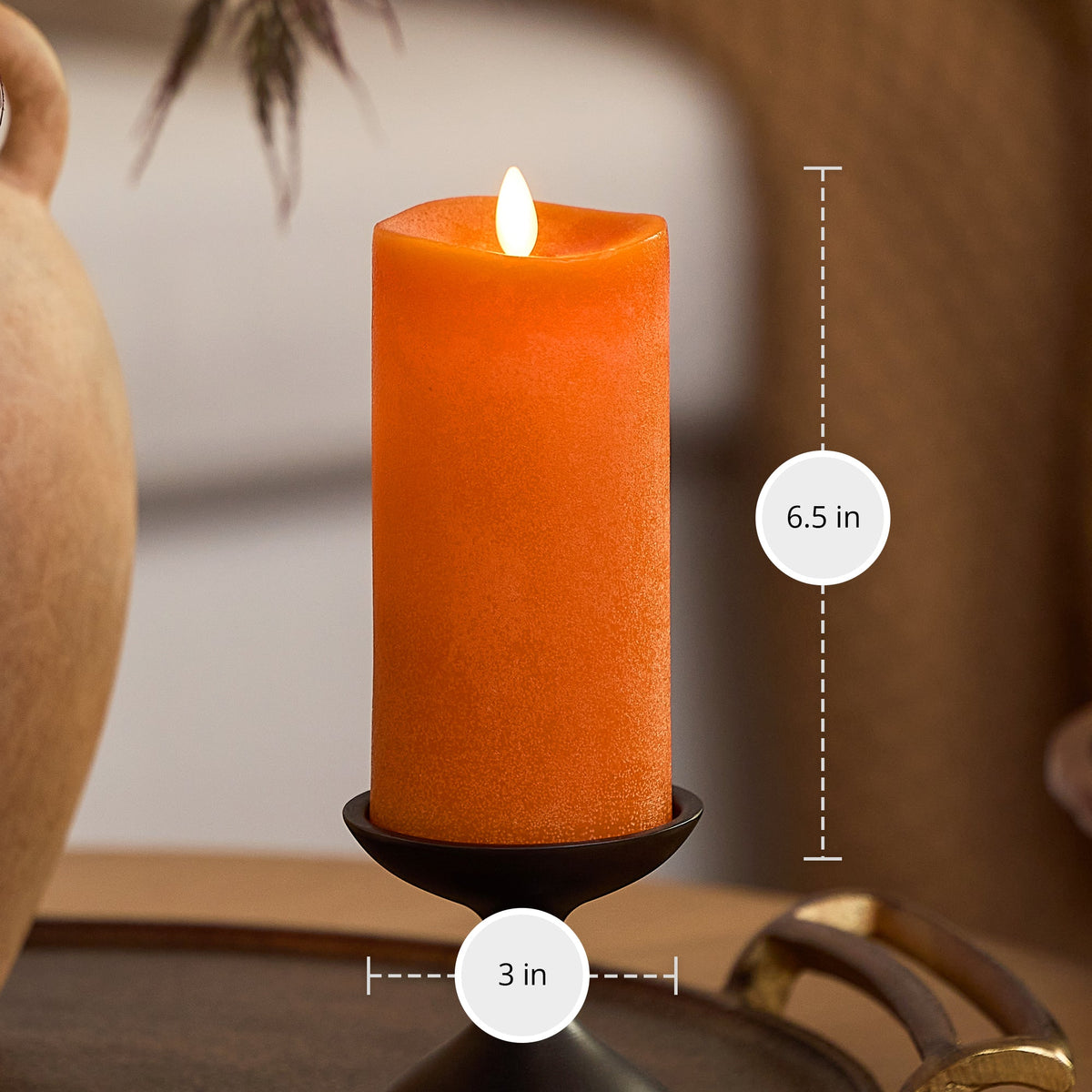 Flameless Candle, Chalky Burnt Orange Pillar for Bedrooms, Living Rooms and Everyday Candlelight Ambience, 2 Size Options image 9
