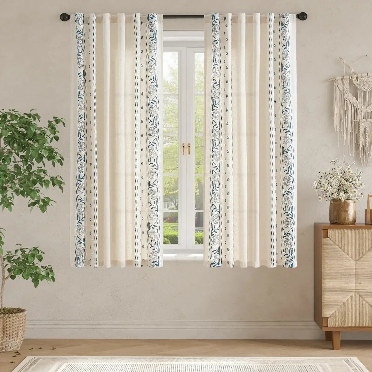 Window Curtain, Hydrangea Embroidered Linen Curtains (2 for Bedrooms, Living Rooms and Home Privacy, 6 Sizes and 6 Colors image 9