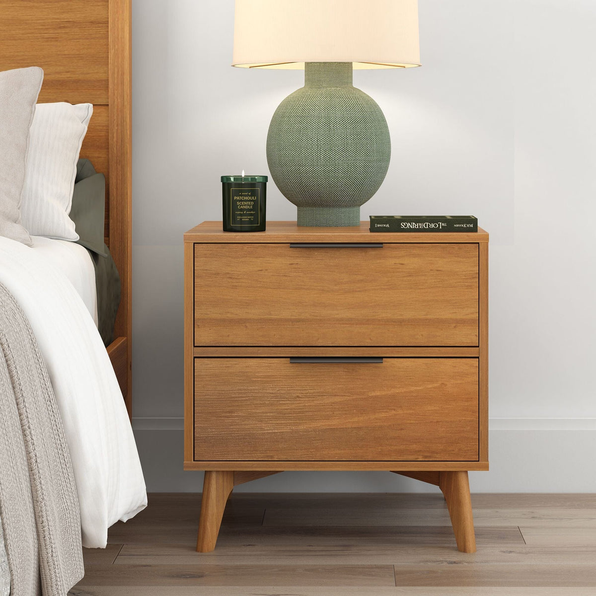 Nightstand, Haven 2 Drawer for Bedrooms, Bedside Essentials and Everyday Storage, 4 Color Options image 9