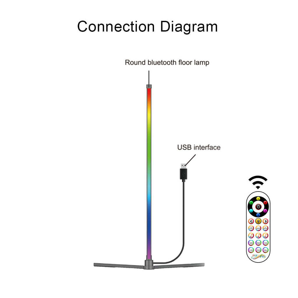 Home Lighting, Modern RGB Corner Floor Lamp GT050 for Desks, Side Tables and Warm Room Lighting, 2 style Options image 9
