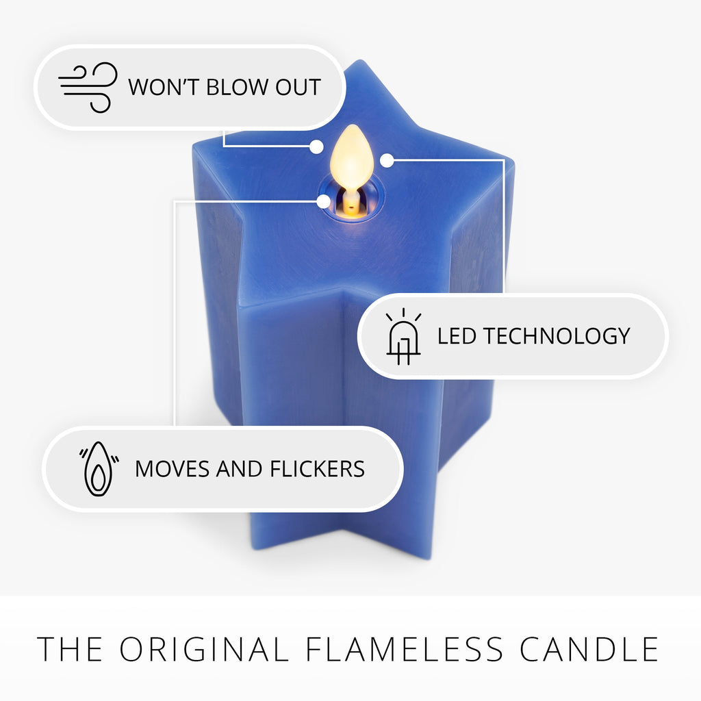 Flameless Candle, Set of 3 Red, White & Blue Star shaped Pillars for Mantels, Entryways and Holiday Displays image 9