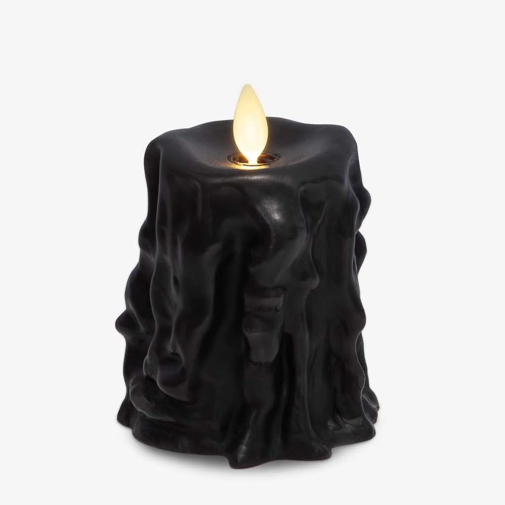 Flameless Candle, Black Heavy Wax Drip Slim Pillar for Bedrooms, Living Rooms and Everyday Candlelight Ambience, 2 Size Options image 9