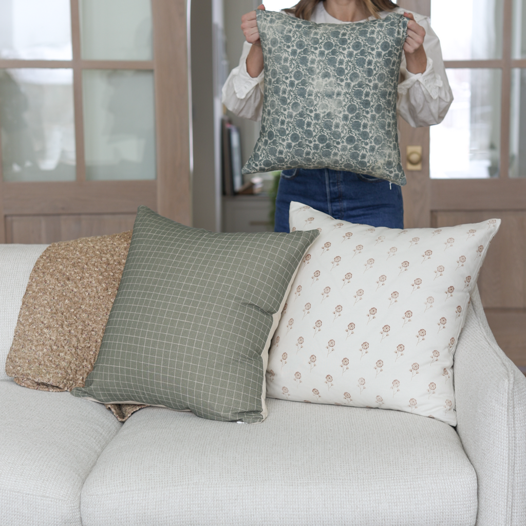 Decorative Pillow Cover Set, Wells Grid in Moss 18" 20" 22" 24" 26", Machine-Washable Care for Sofas, Beds and Living Room Accents image 9