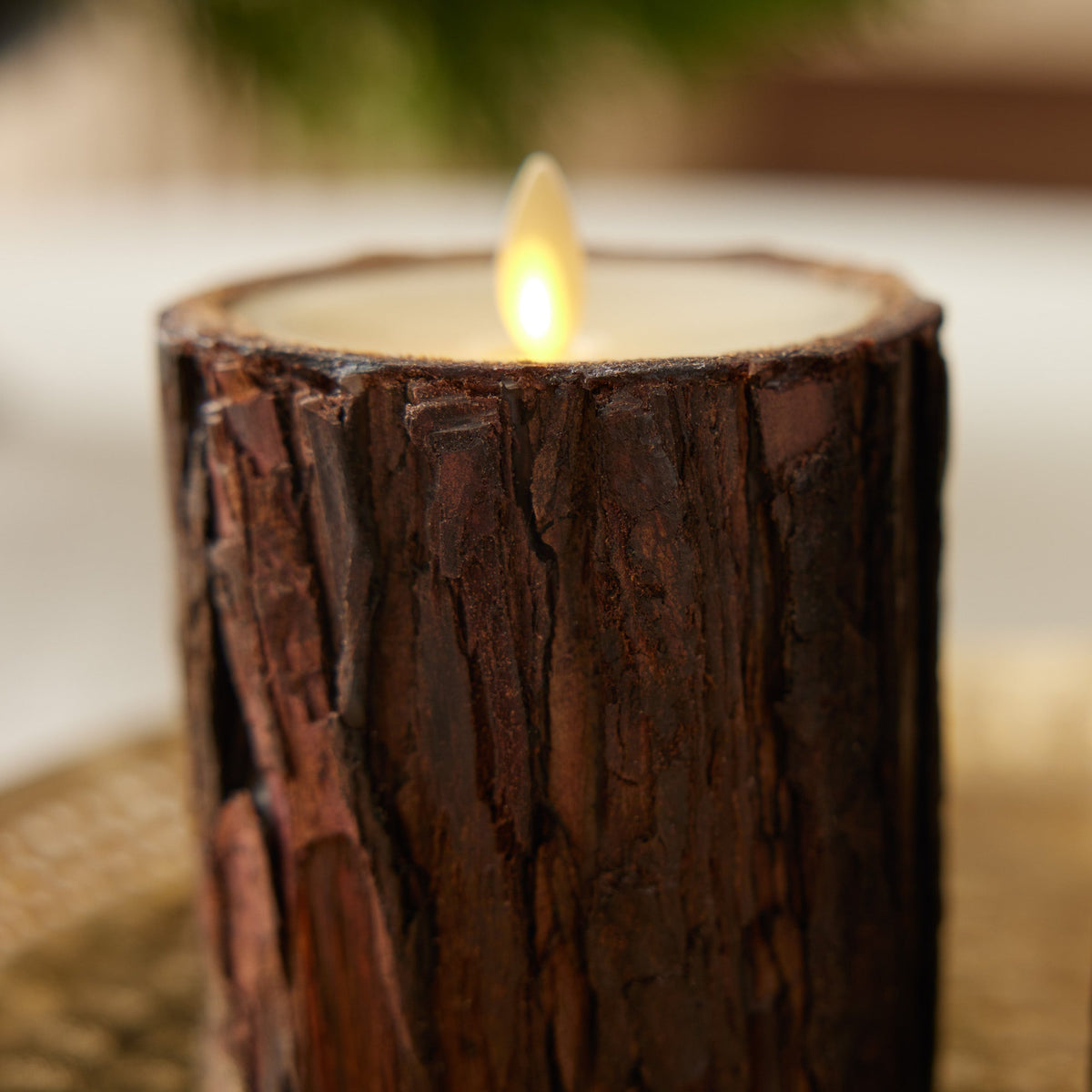 Flameless Candle, Real Bark Wood Pillar for Mantels, Entryways and Holiday Displays, 2 Size Options image 9