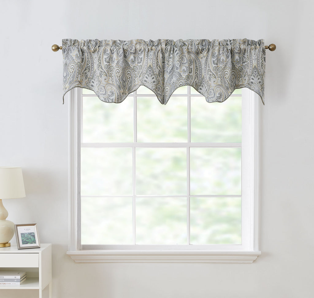 Window Curtain, Paris Paisley Floral Scalloped Valance 50 W x for Bedrooms, Living Rooms and Home Privacy, 7 Color Options image 9