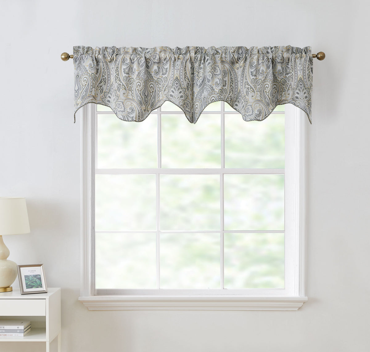 Window Curtain, Paris Paisley Floral Scalloped Valance 50 W x for Bedrooms, Living Rooms and Home Privacy, 7 Color Options image 9