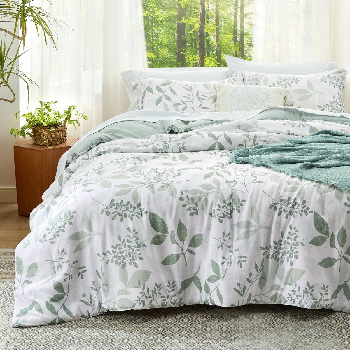 Bed Comforter, Retro Botanical Set for Everyday Bedding and Comfortable Sleep, 4 Sizes and 9 Colors image 9