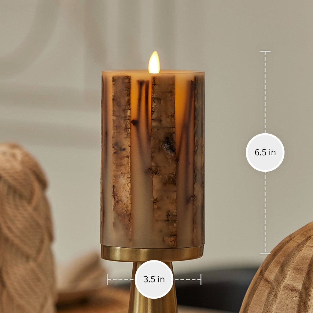 Flameless Candle, Ivory Embedded Birch and Twigs Pillar for Mantels, Entryways and Holiday Displays, 2 Size Options image 9