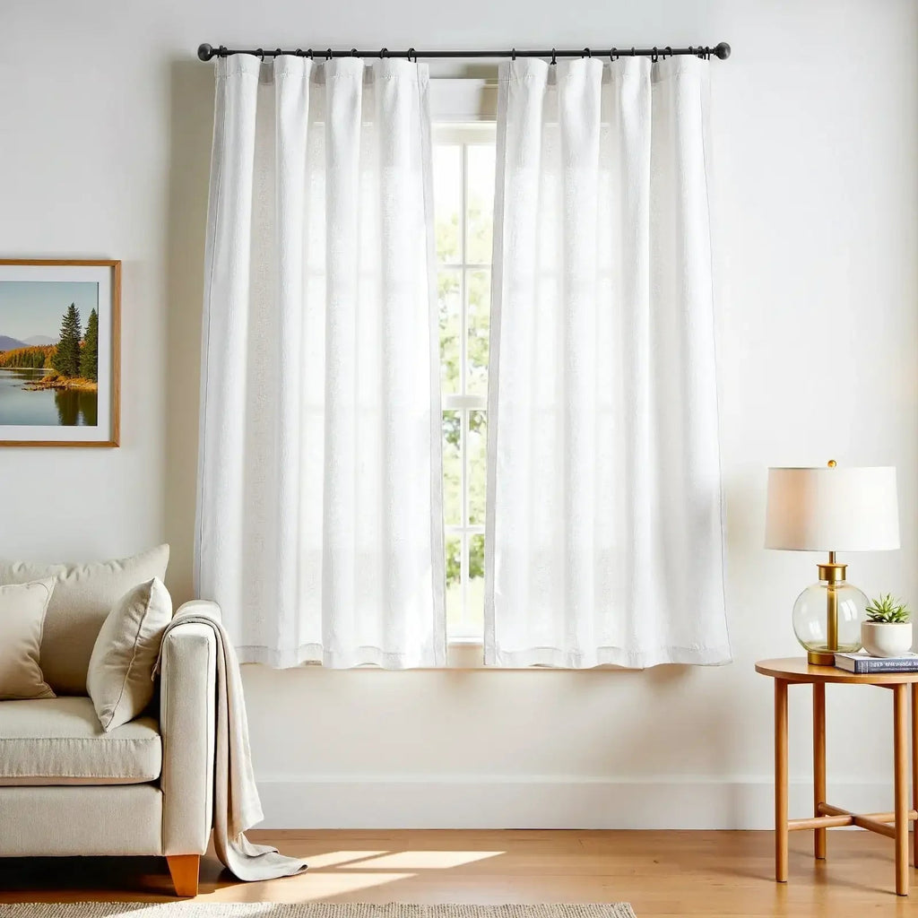Window Curtain, Solid Linen Blend 3 in 1 Curtains (2 Panels), Lightweight Design for Bedrooms, Living Rooms and Home Privacy image 9
