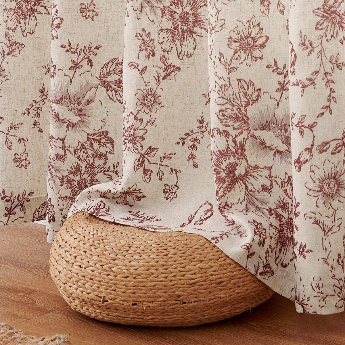 Window Curtain, Floral Lined Linen Blend Curtains (2 Panels), Machine-Washable Care for Windows, Room Styling and Everyday Privacy image 9
