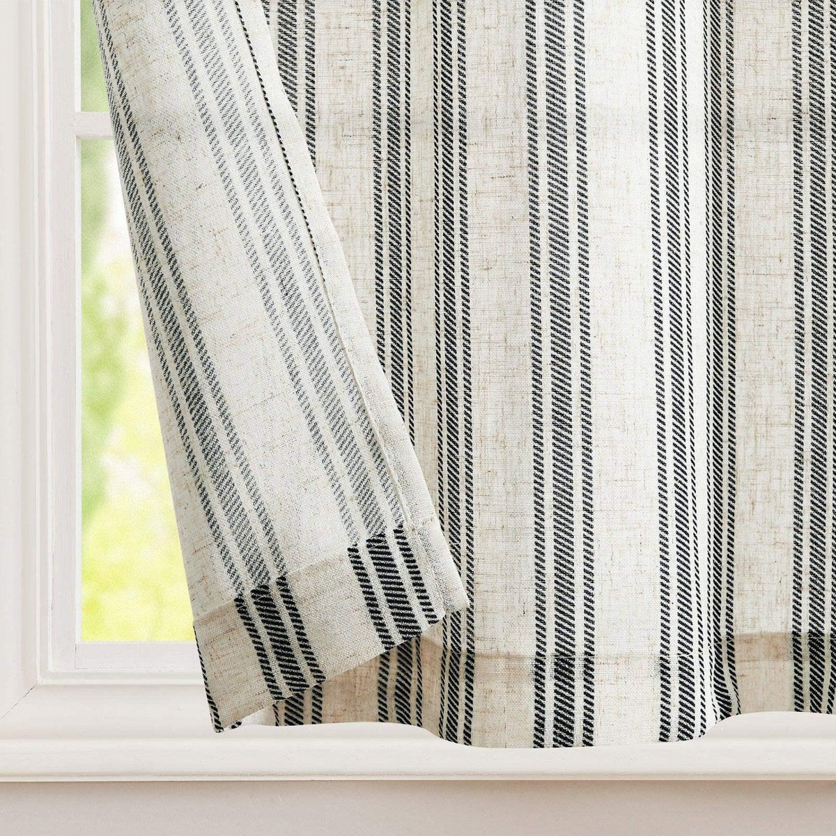 Window Curtain, Twill Striped Linen Blend Rod Pocket Kitchen, Lightweight Design for Windows, Room Styling and Everyday Privacy image 9