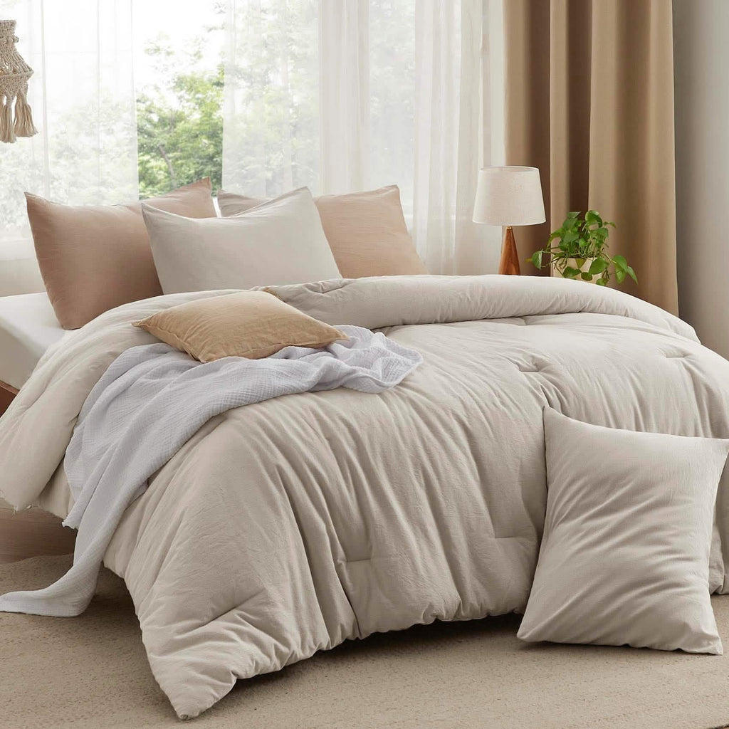 Bed Comforter, Prewashed Cotton Set for Year-Round Bedroom Comfort and Restful Sleep, 5 Sizes and 12 Colors image 9