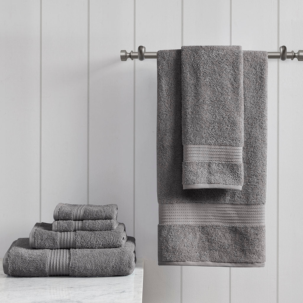 Bath Linen, Organic 6 Piece Cotton Towel Set, Machine-Washable Care for Daily Bathroom Routines and Guest Baths, 8 Color Options image 9