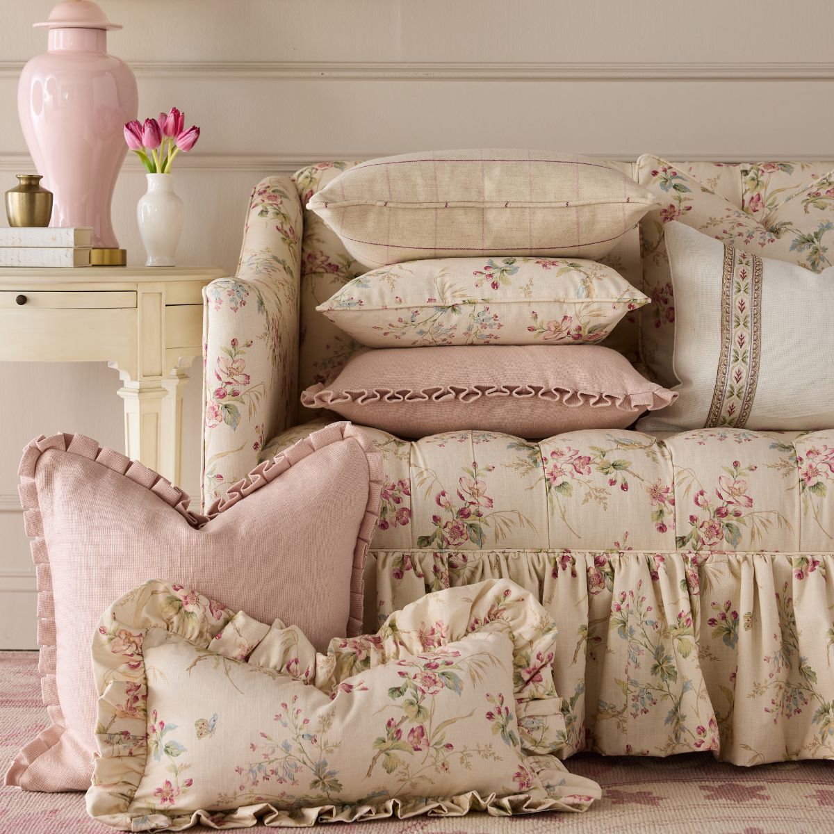 Decorative Pillow Cover Set, Beth Box Pleat in Peach for Sofas, Beds and Living Room Accents, 2 Size Options image 9