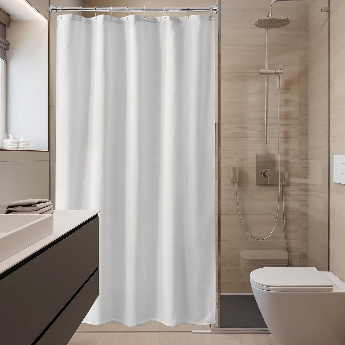 Bathroom Accessory, Waterproof Fabric Shower Curtain Liner, 120, Machine-Washable Care for Guest Baths and Daily Bathroom Routines image 9