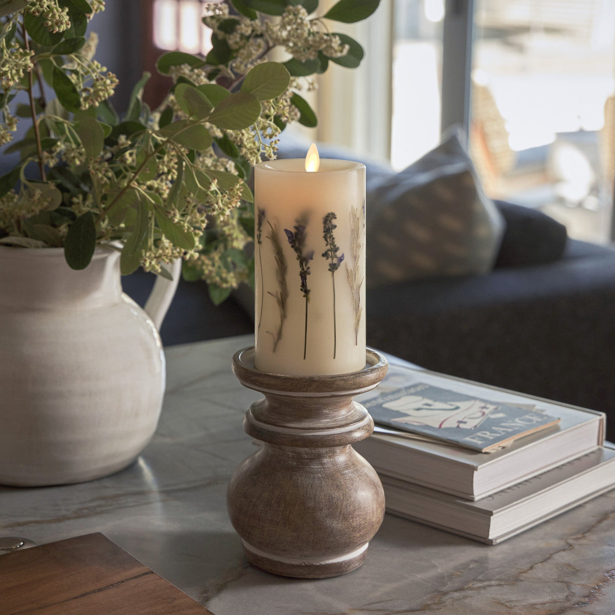 Decorative Candle, Flameless Embedded Lavender & Rosemary Pillar for Living Rooms, Bedrooms and Relaxing Evenings, 2 Size Options image 9