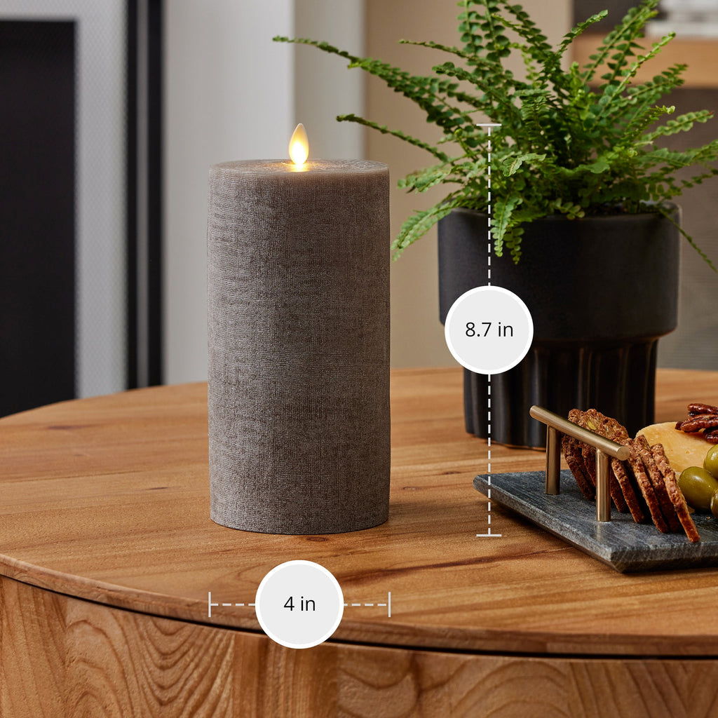 Flameless Candle, Chalky Linen Charcoal Gray Pillar for Mantels, Entryways and Holiday Displays, 3 Size Options image 9
