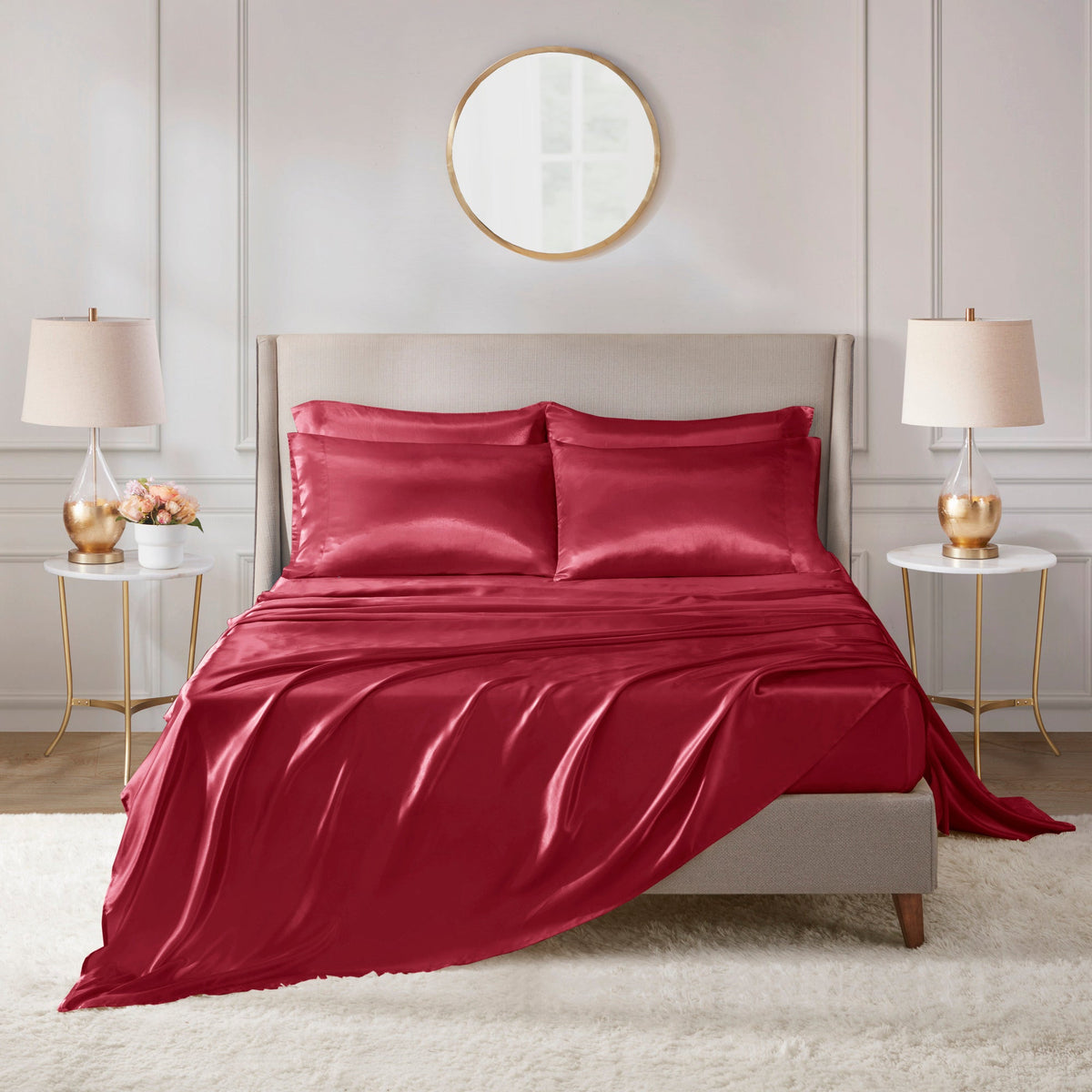 Bed Sheet Set, Satin for Master Bedrooms, Guest Beds and Daily Use, 6 Sizes and 12 Colors, Designed for Everyday Home Use image 9