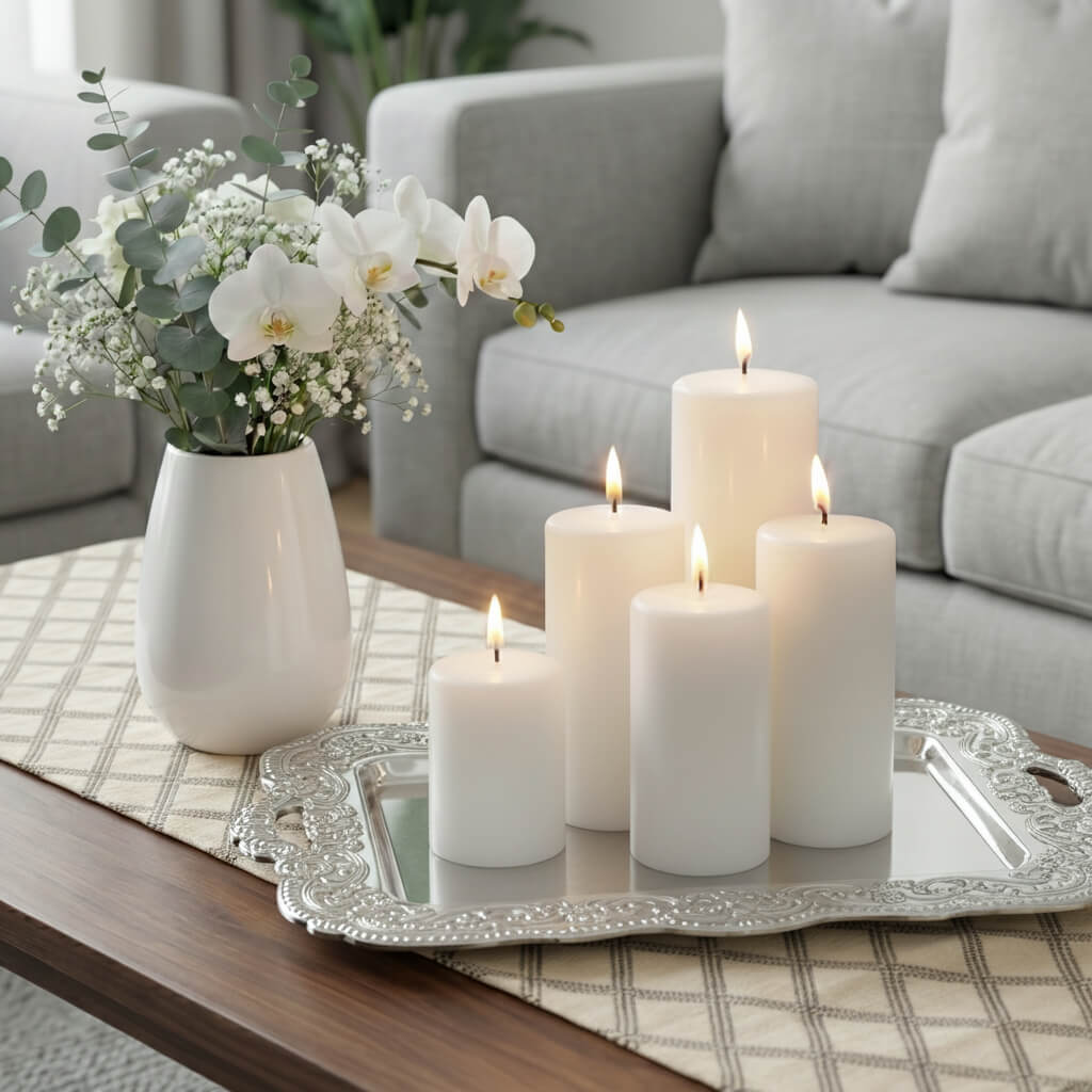 Pillar Candle, 4" x 12" White, Cotton Wicks, Hand-Poured Wax, Unscented Wax for Home Candle Displays and Table Centerpieces image 9