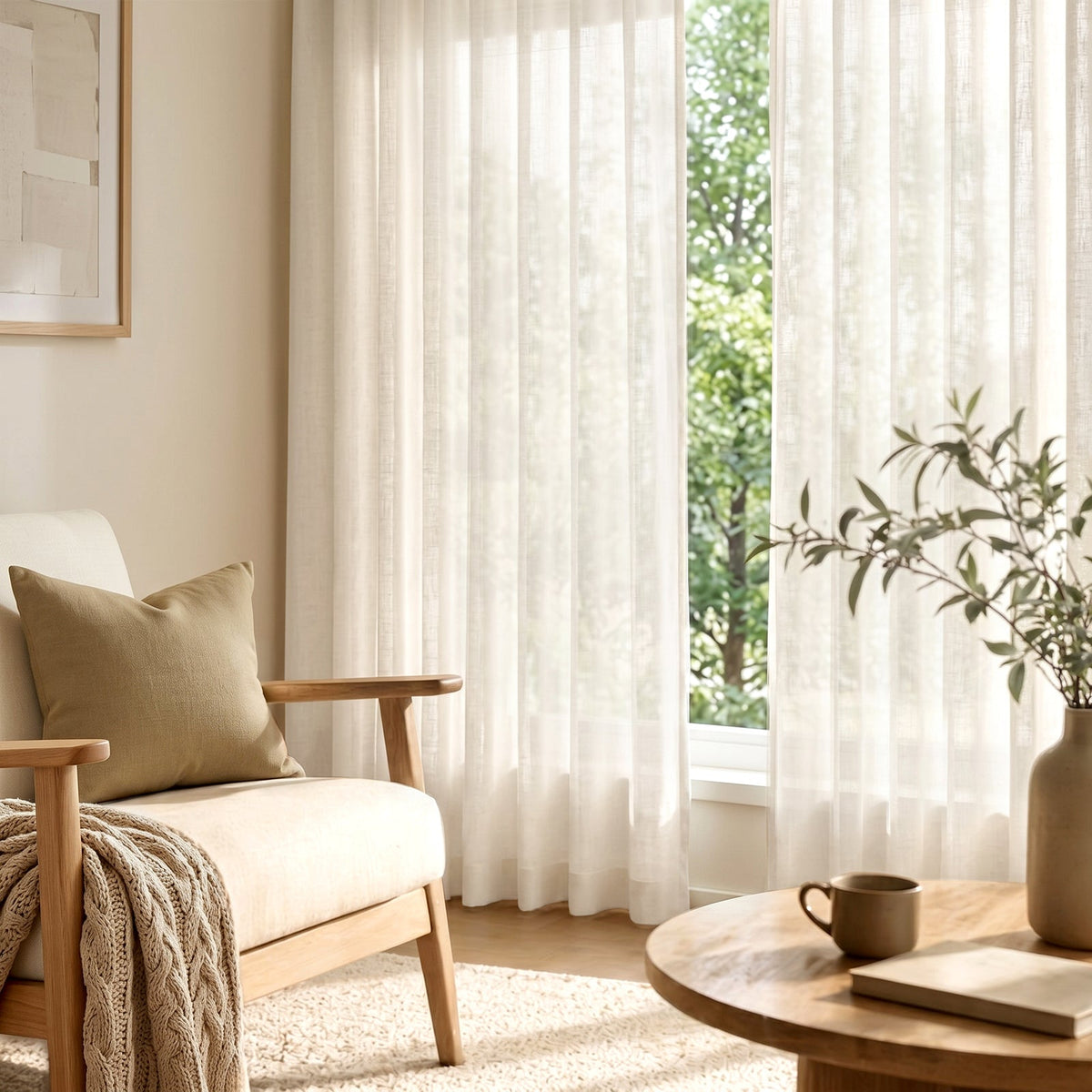 Window Curtain, Pinch Pleat Linen Blend Curtains (2 Panels) for Windows, Room Styling and Everyday Privacy, 4 Sizes and 5 Colors image 9