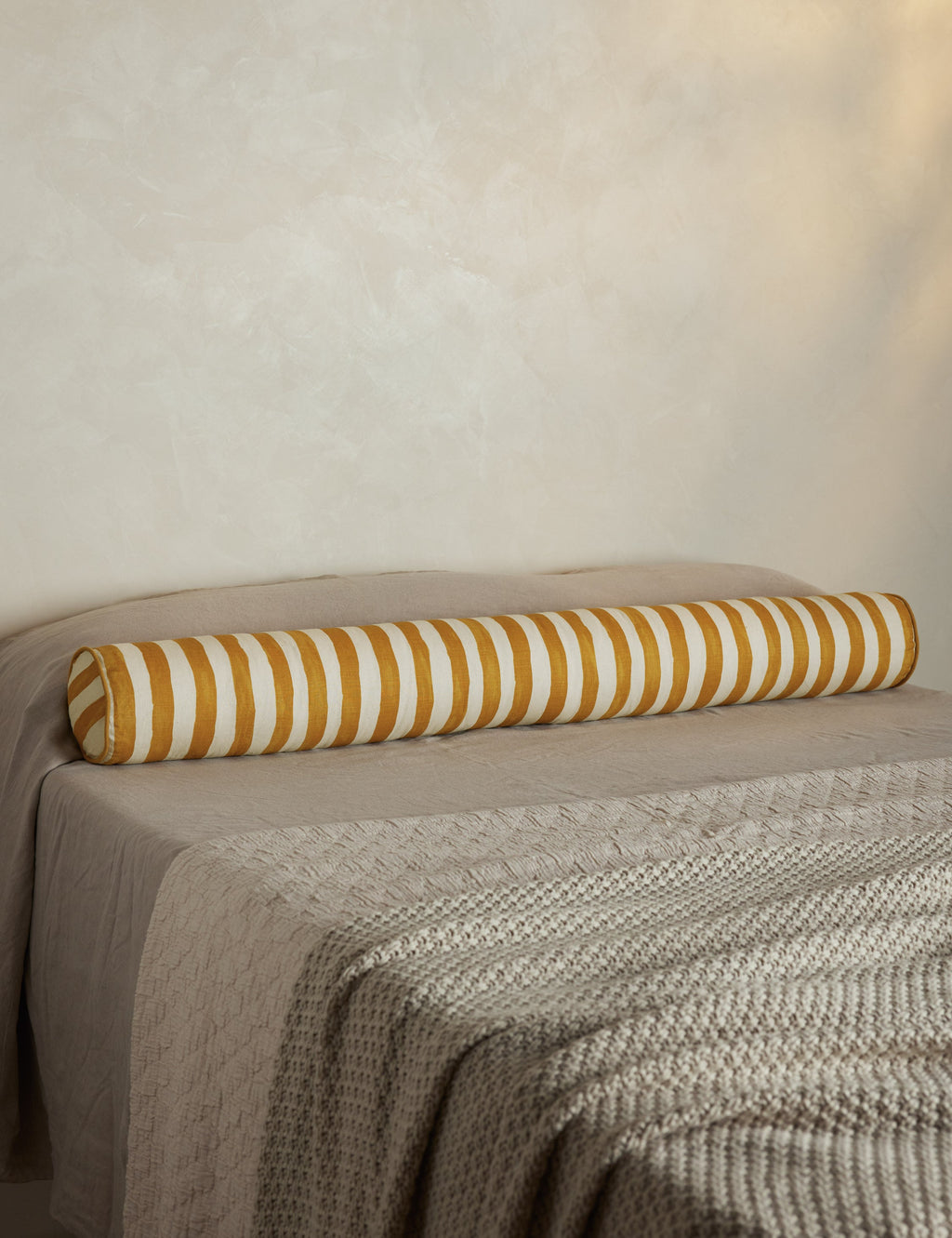 Bed Pillow, Painterly Stripe Linen Long Bolster for Everyday Sleep and Guest Room Bedding, 3 Color Options image 9
