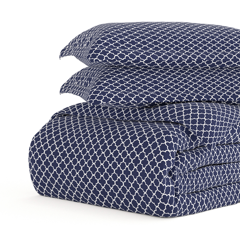 Duvet Cover Set, Quatrefoil Pattern 3 Piece for Bedroom Bedding Refresh and Everyday Comfort, 3 Sizes and 2 Colors image 9