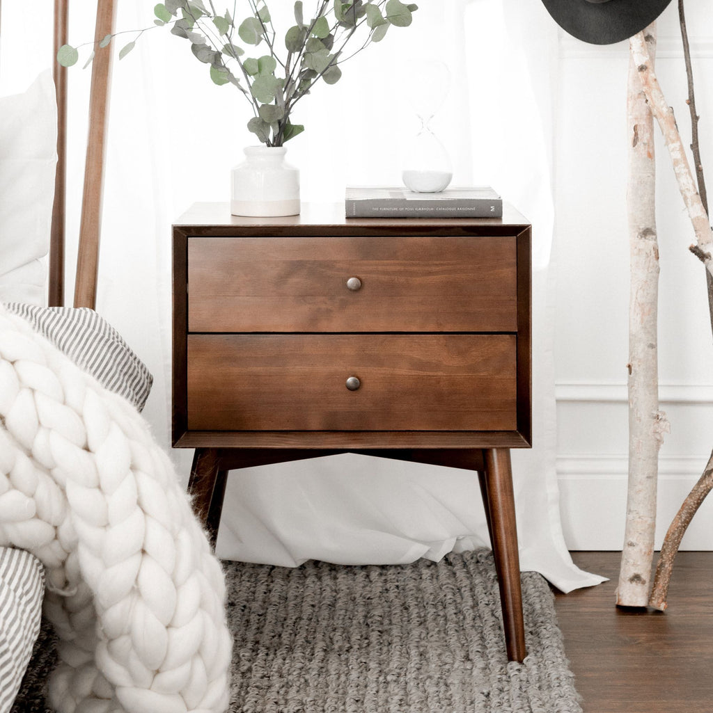 Nightstand, Mid Century Solid Wood Collection 1 or 2 for Bedrooms, Bedside Essentials and Everyday Storage, 2 Color Options image 9