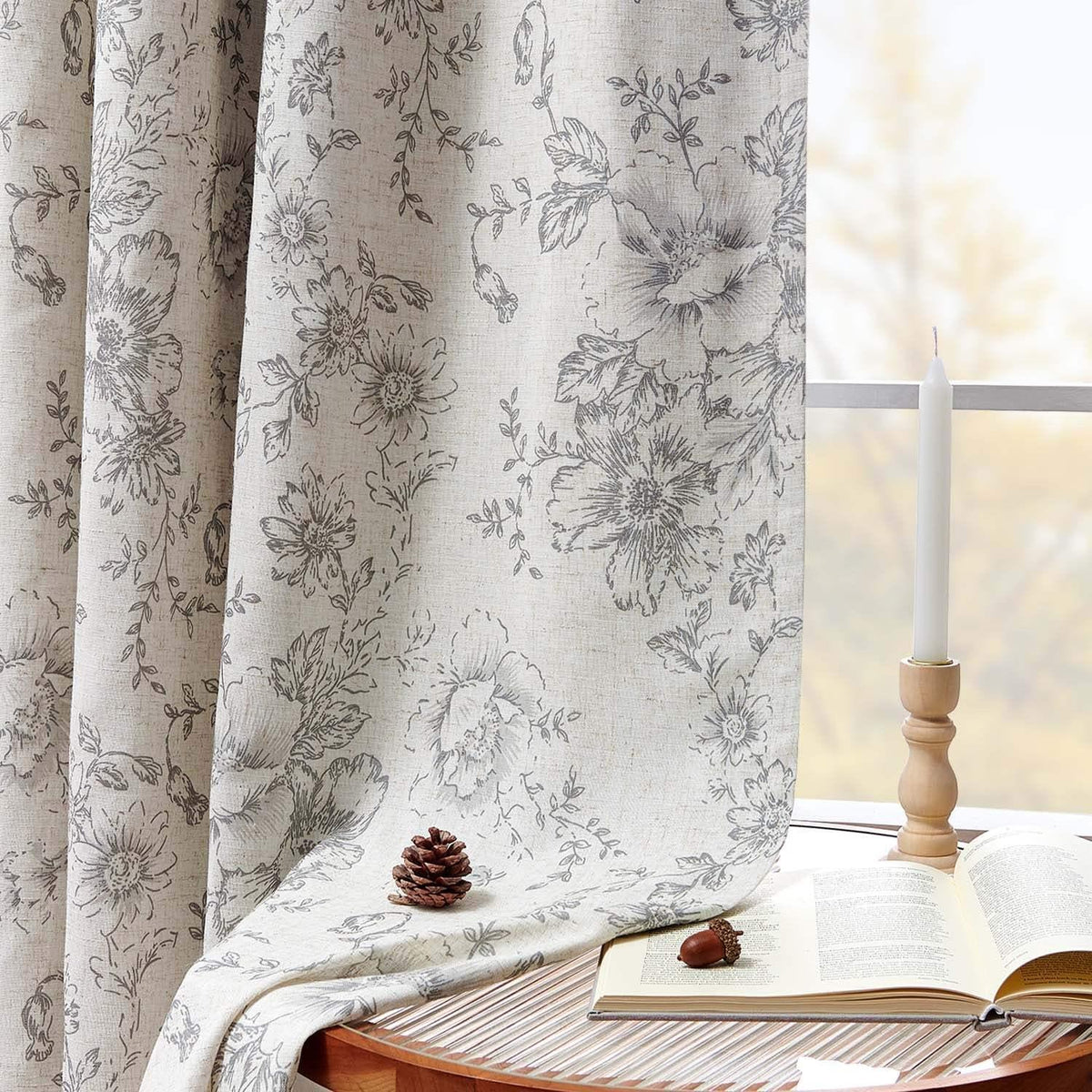 Window Curtain, Floral Butterfly Linen Blend Lined Curtains (2 for Windows, Room Styling and Everyday Privacy, 3 Sizes and 5 Colors image 9