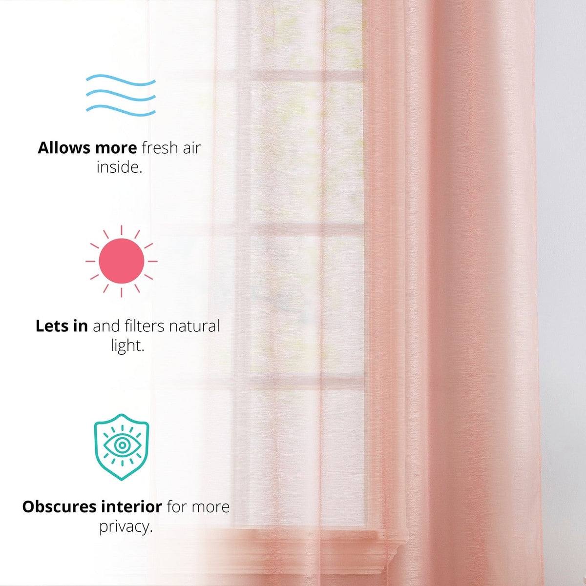 Window Curtain, Victoria Semi Sheer Grommet Panels for Windows, Room Styling and Everyday Privacy, 14 Sizes and 28 Colors image 9